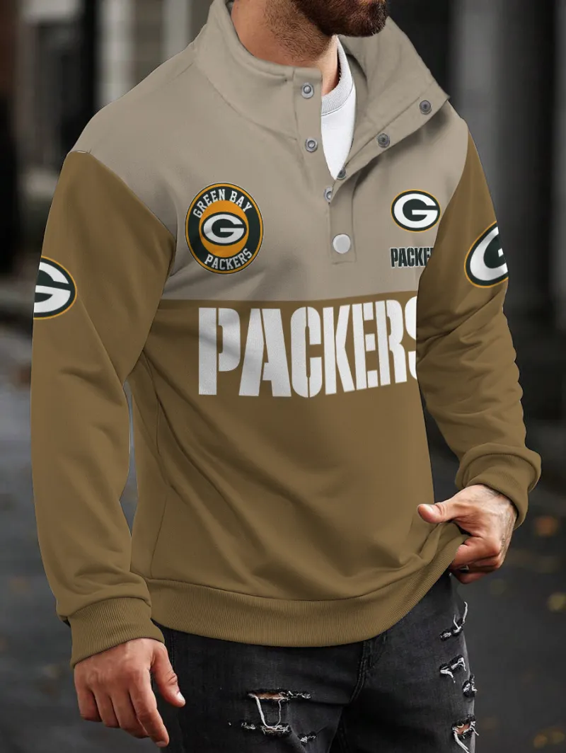 Green Bay Packers Casual Colorful Stand Collar Sweatshirt