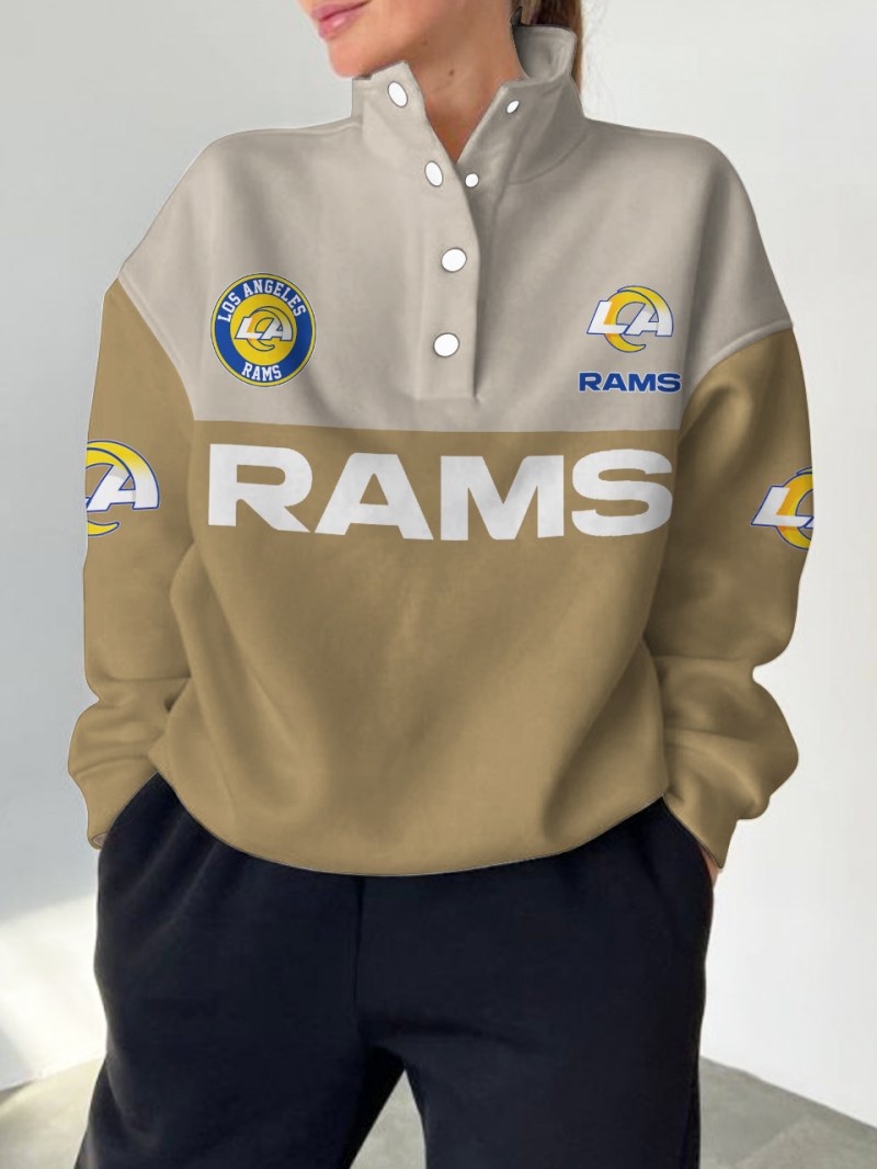 Los Angeles Rams Casual Colorful Stand Collar Sweatshirt