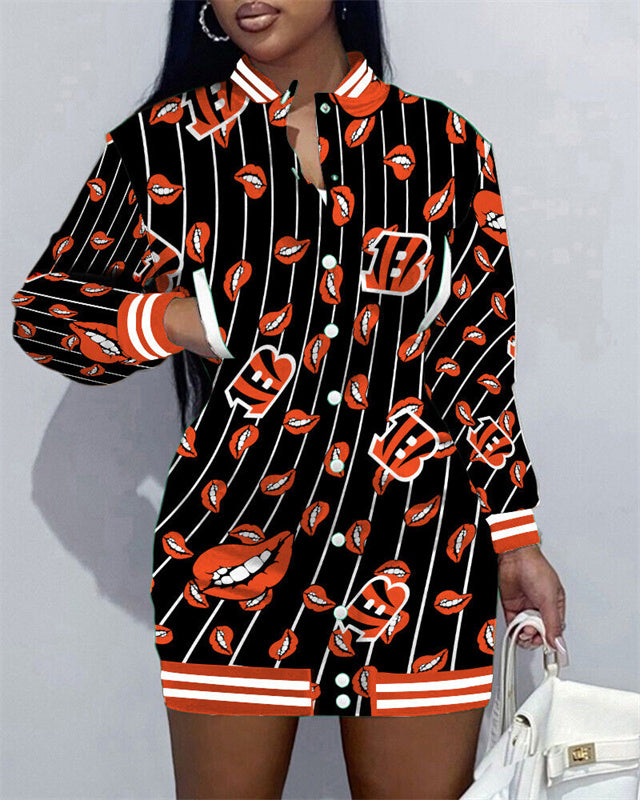Cincinnati Bengals Women's Button Down Jacket Dress