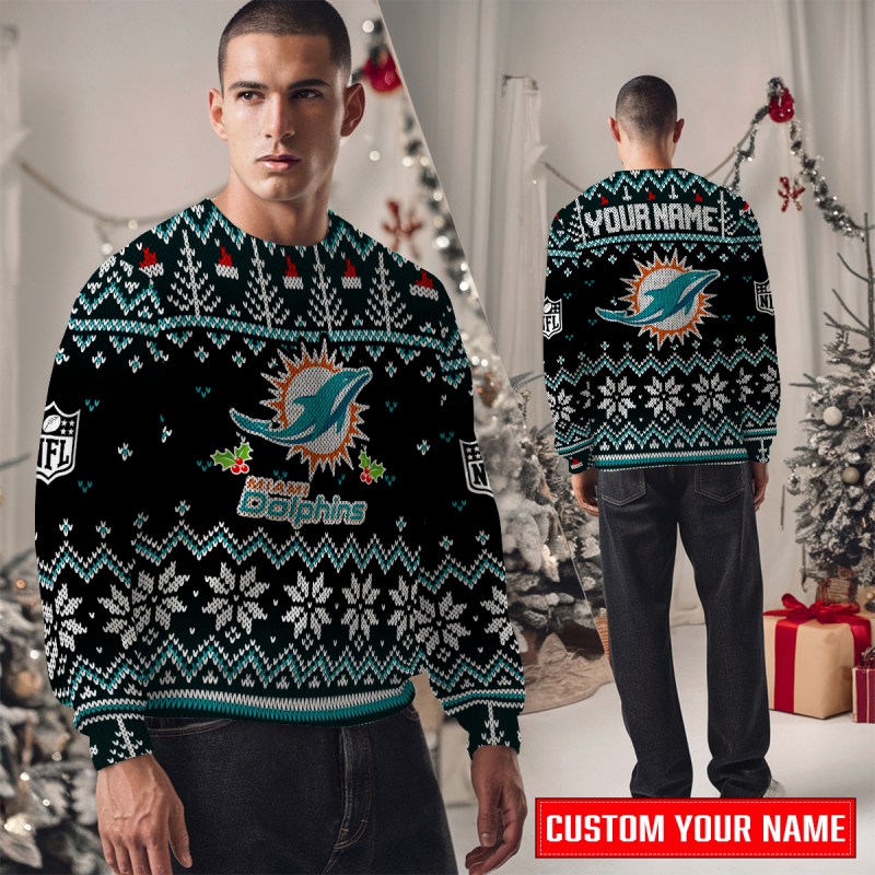 Miami Dolphins Ugly Christmas Sweater - Image 2