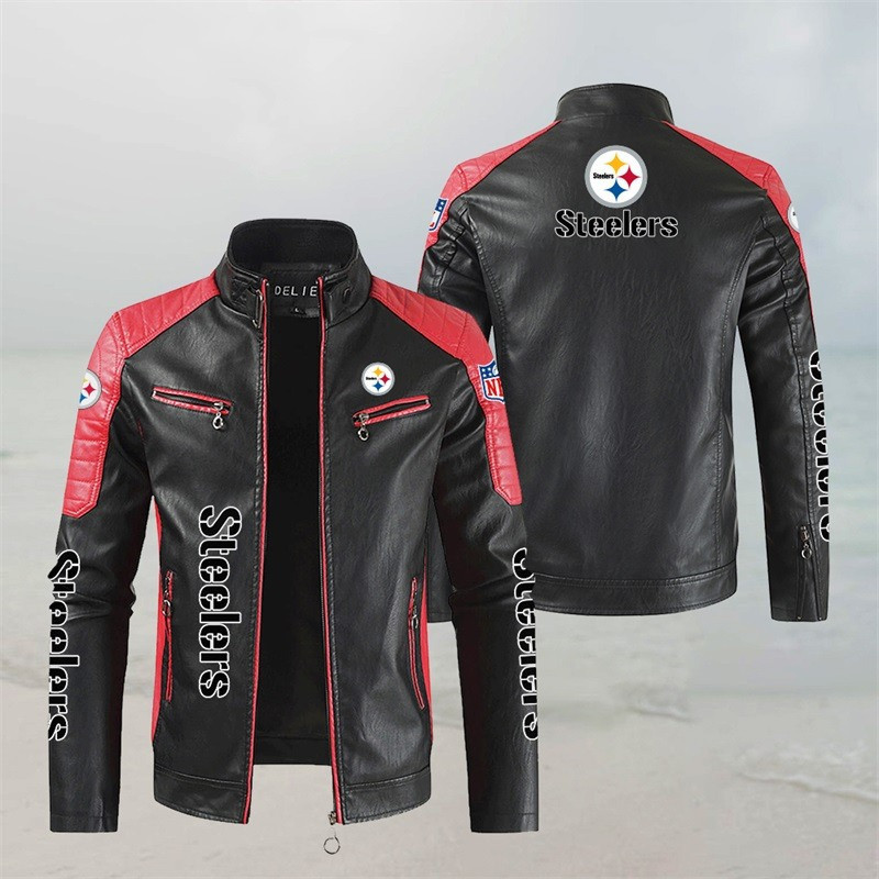 Pittsburgh Steelers Stand Collar Leather Jacket