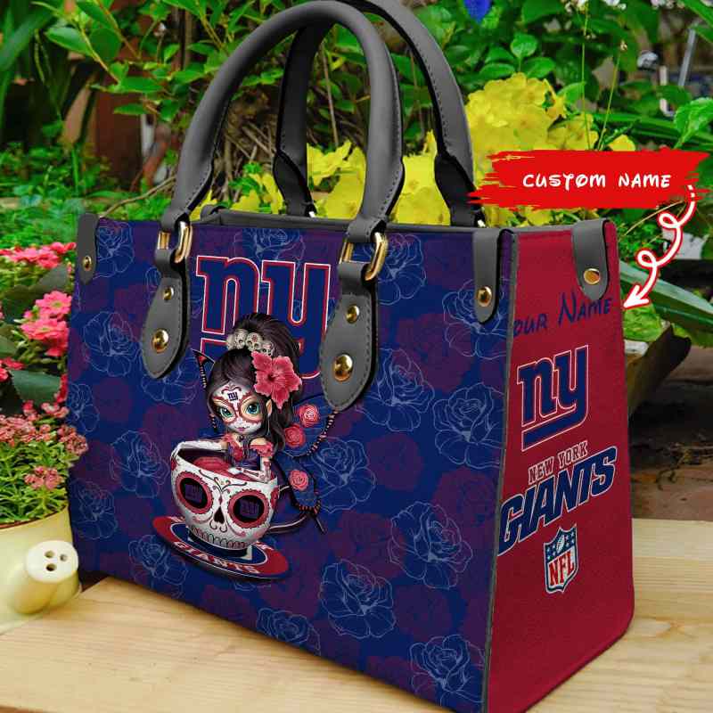 New York Giants Personalized Leather Hand Bag