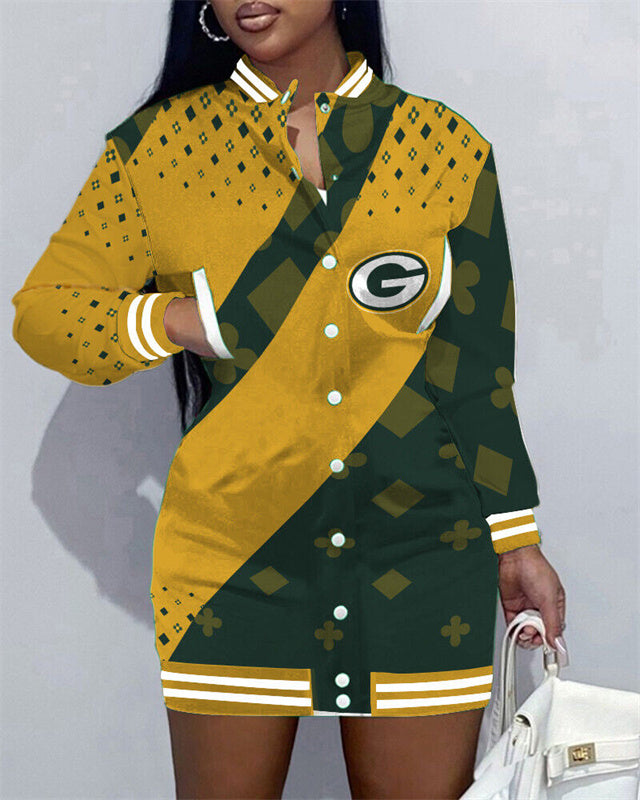 Green Bay Packers Women Button Down Jacket Dress