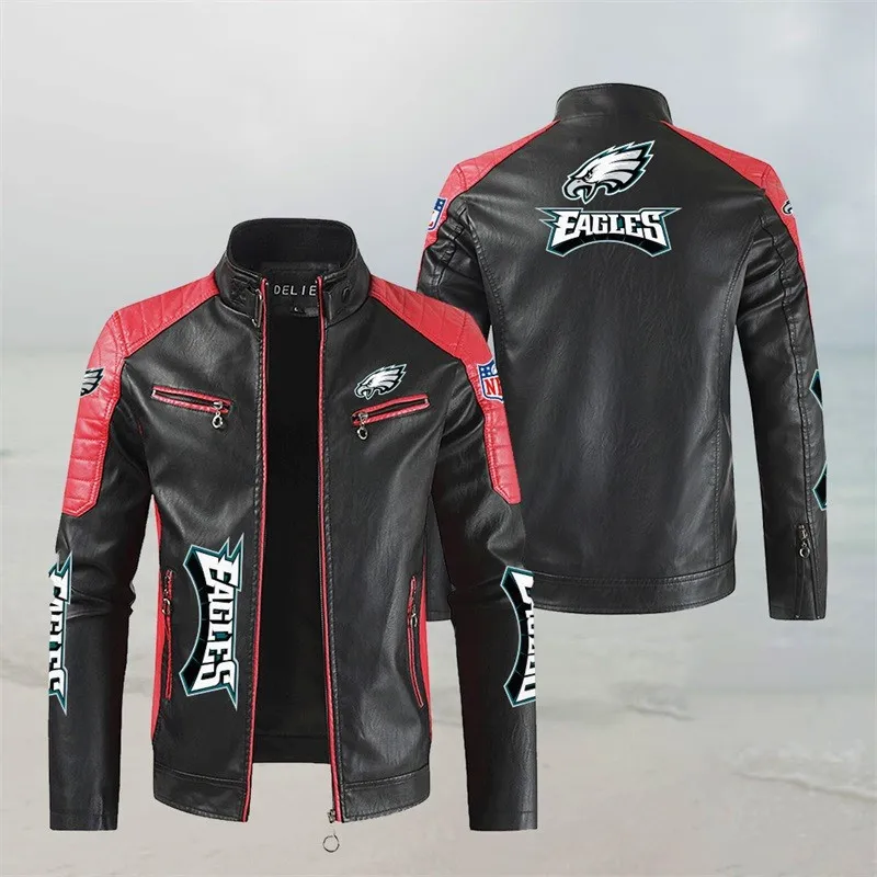 Philadelphia Eagles Stand Collar Leather Jacket