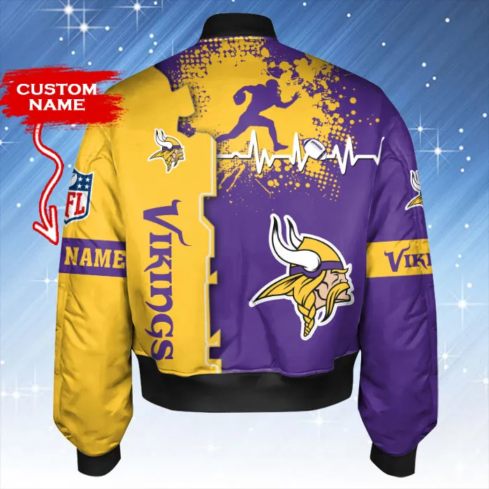 Minnesota Vikings Personalized Bomber Jacket - Back View