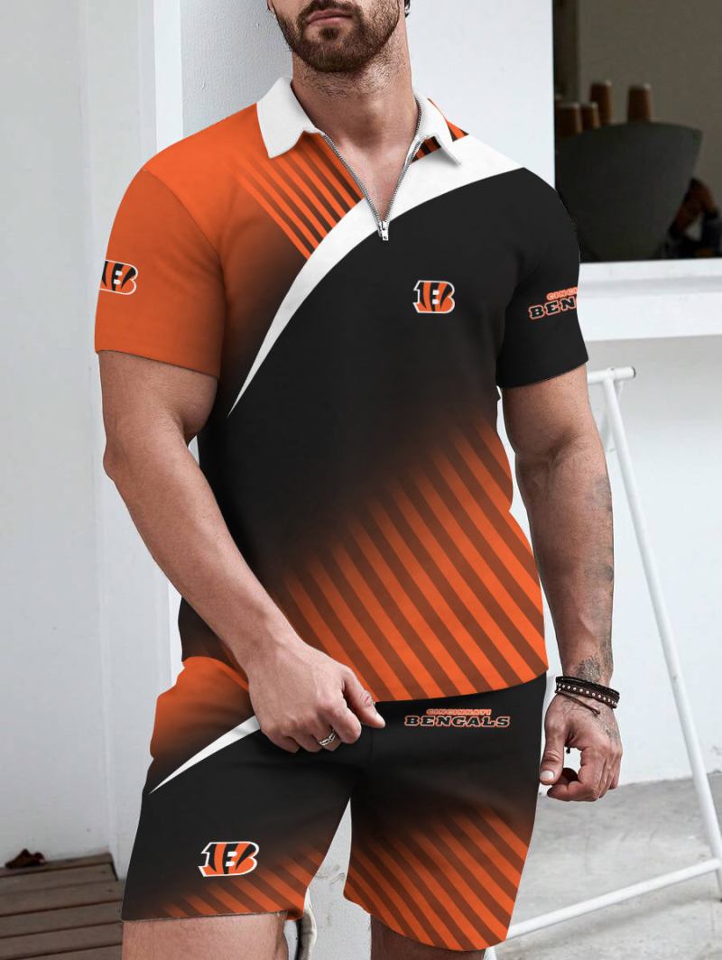 Cincinnati Bengals Limited Edition ZIP Polo Shirt and Shorts