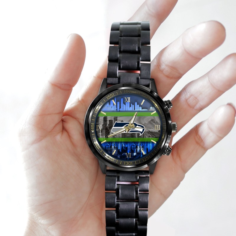 Black Stainless Steel Watch for Sports Fans