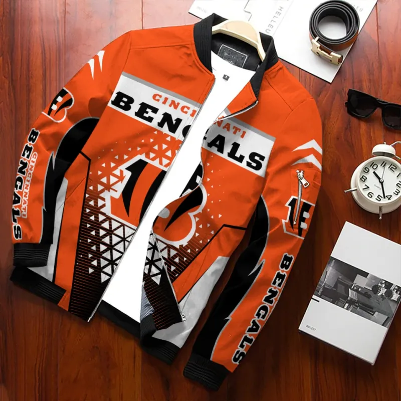 Cincinnati Bengals Personalized Bomber Jacket Back View
