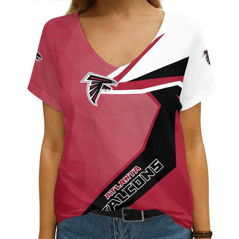Atlanta Falcons V-neck Women T-shirt AGCWTS447 5 Custom Atlanta Falcons T-shirt