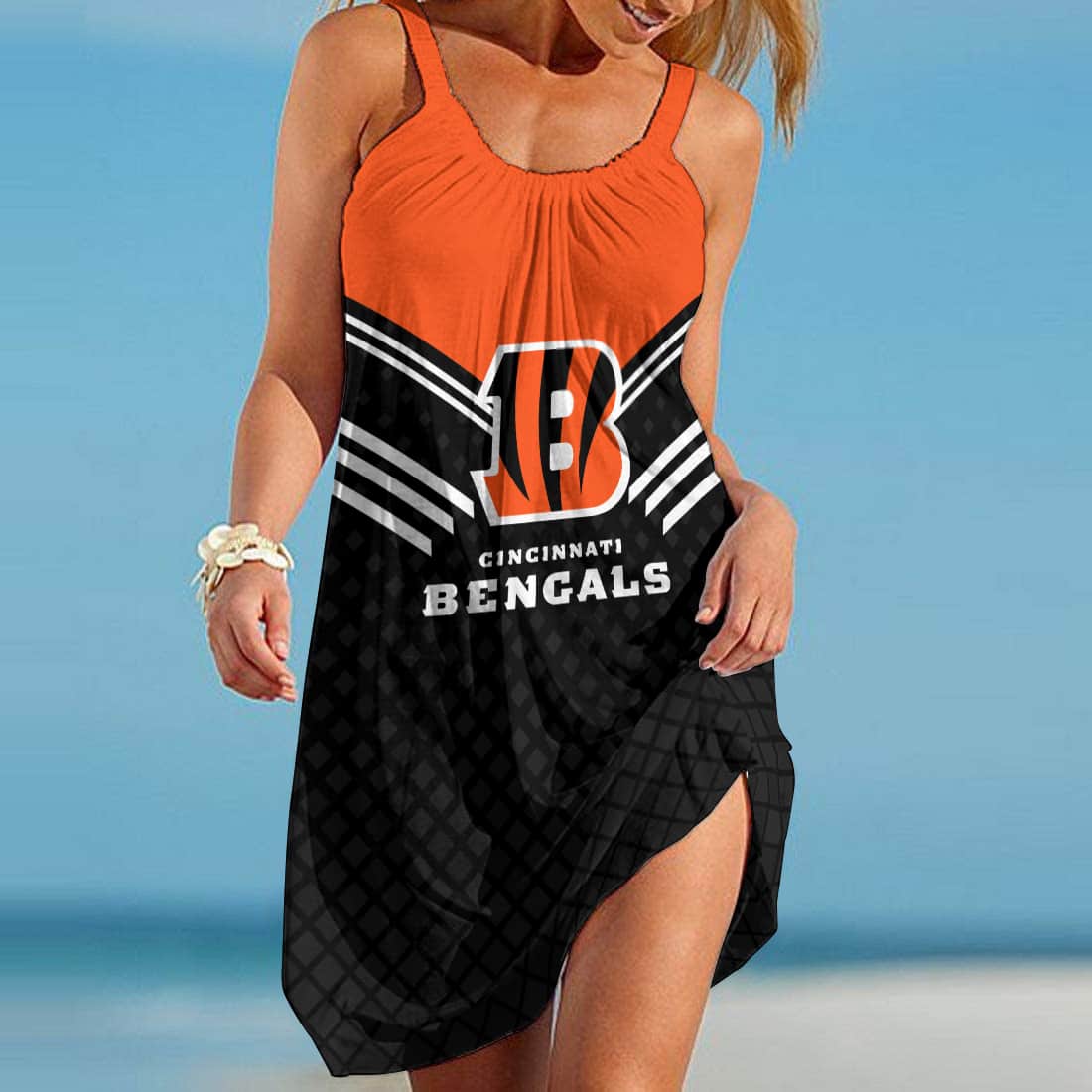 Cincinnati Bengals Beach Dress Front View