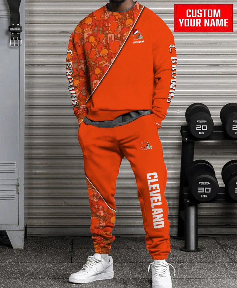Cleveland Browns Christmas Pattern Unisex Combo Sweatshirt And Sweatpants