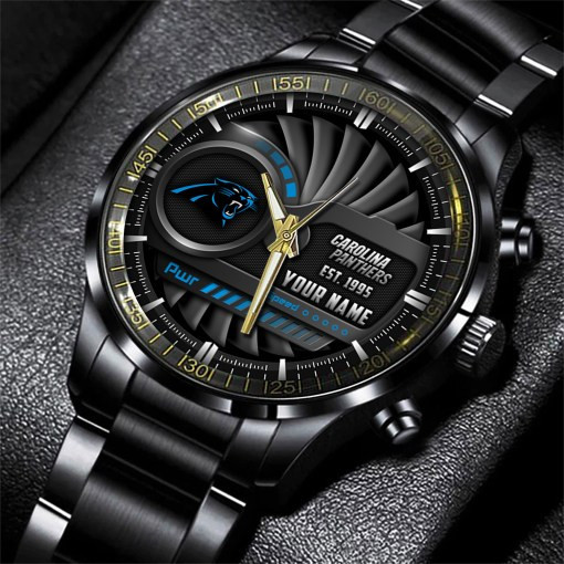 Carolina Panthers Black Fashion Watch 1