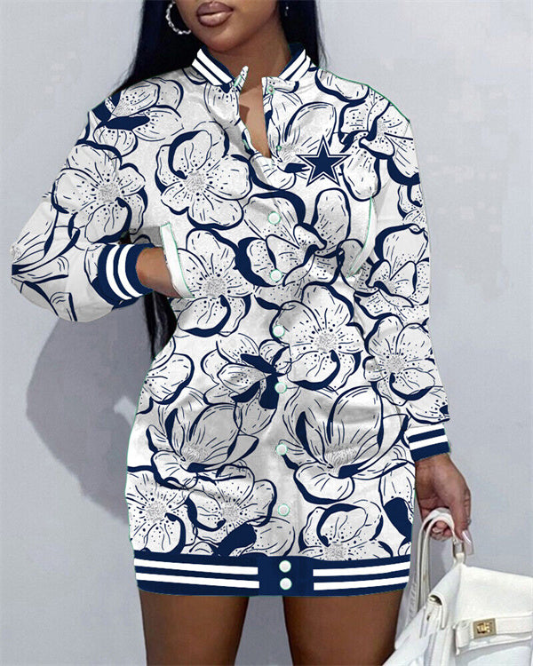 Dallas Cowboys Women Button Down Jacket Dress