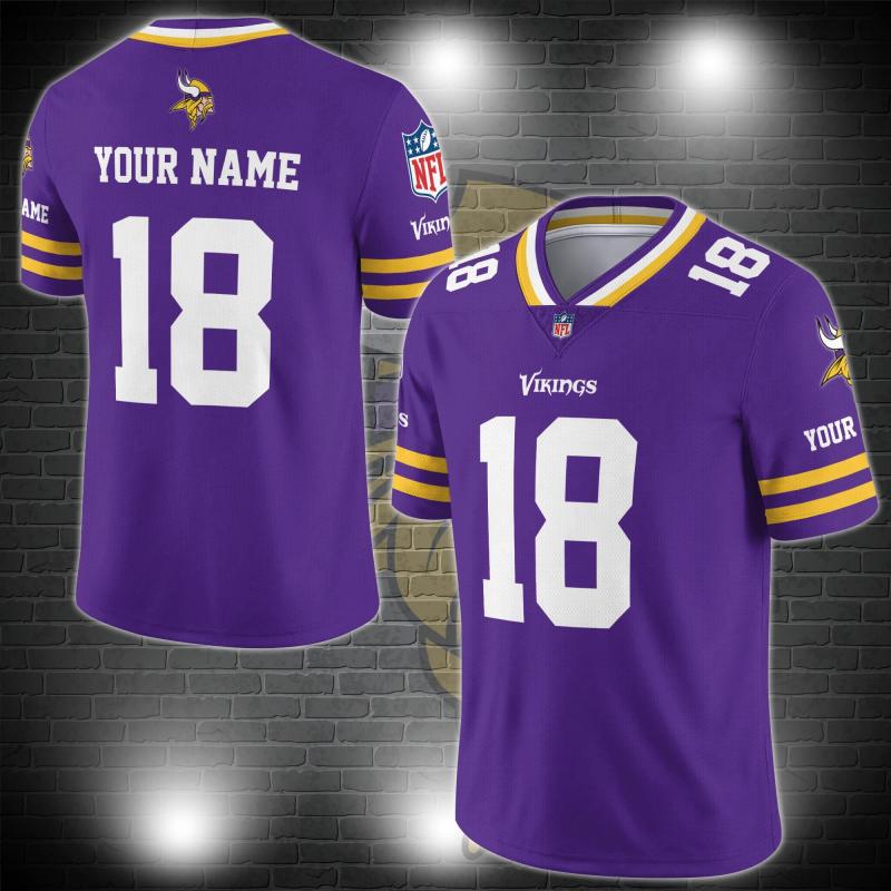 Personalized Minnesota Vikings V-neck Football Jersey