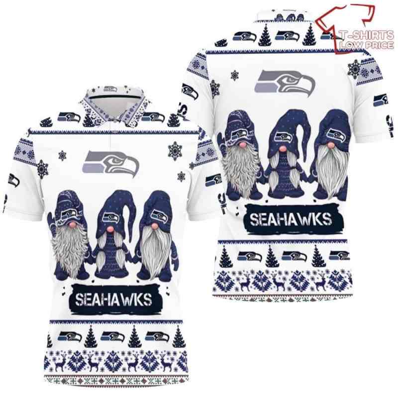 Christmas Gnomes Seattle Seahawks Ugly Sweatshirt Christmas 3D Polo Shirt