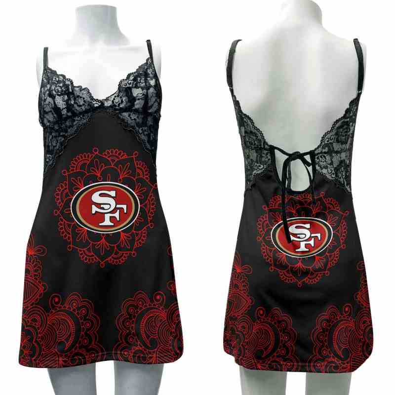San Francisco 49ers Lace Back Strap Slip Dress