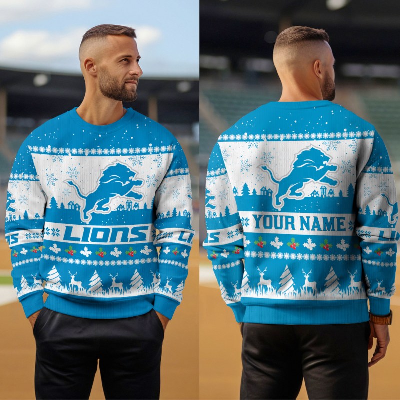 Detroit Lions Christmas Sweater - Outdoor View 4