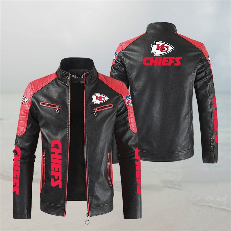 Kansas City Chiefs Stand Collar Leather Jacket Image 2