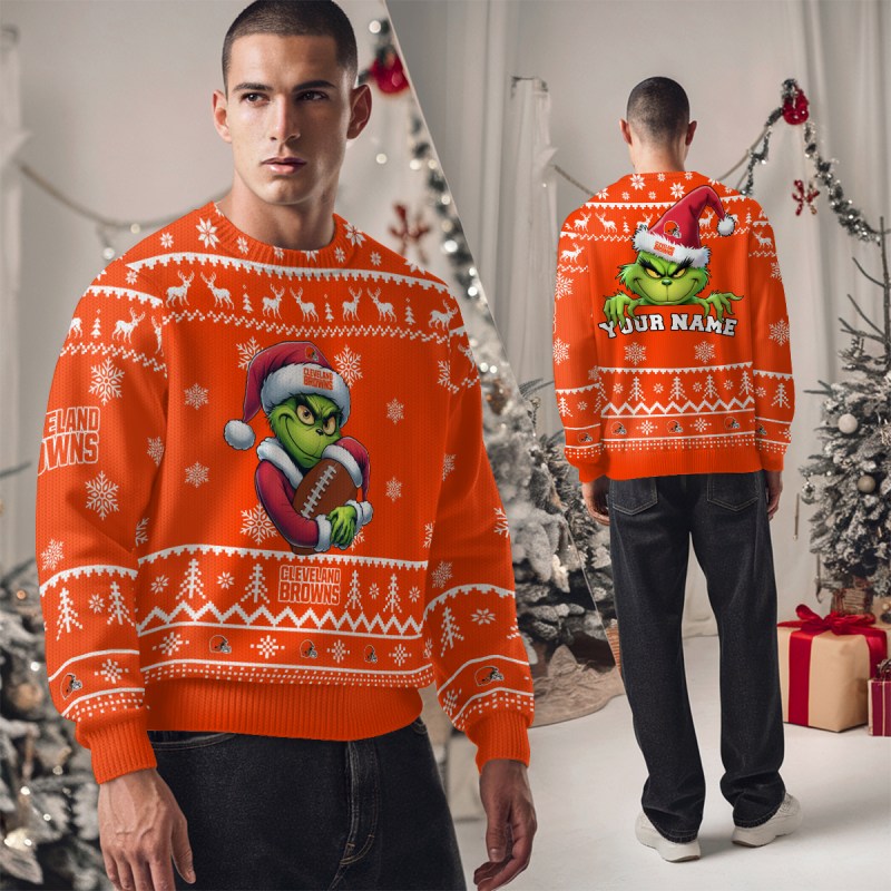Cleveland Browns Ugly Christmas Sweater Studio View