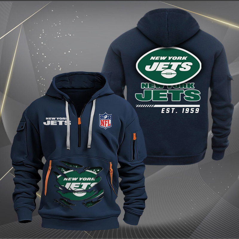 New York Jets Quarter Zip Hoodie Image 2