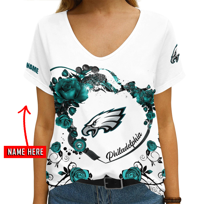 Stylish V-neck T-shirt for female Eagles fans
