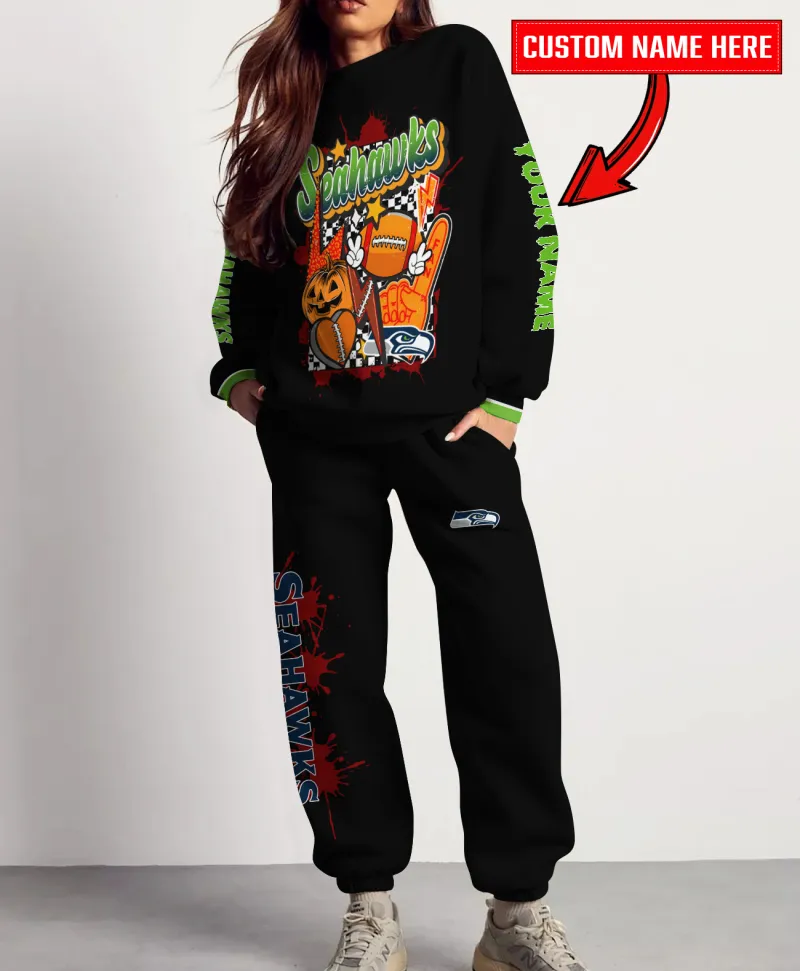Seattle Seahawks Halloween Collection Unisex Sweatshirt and Sweatpants Set