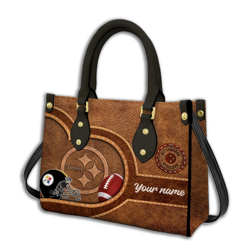 Pittsburgh Steelers Personalized Leather Hand Bag Image 1