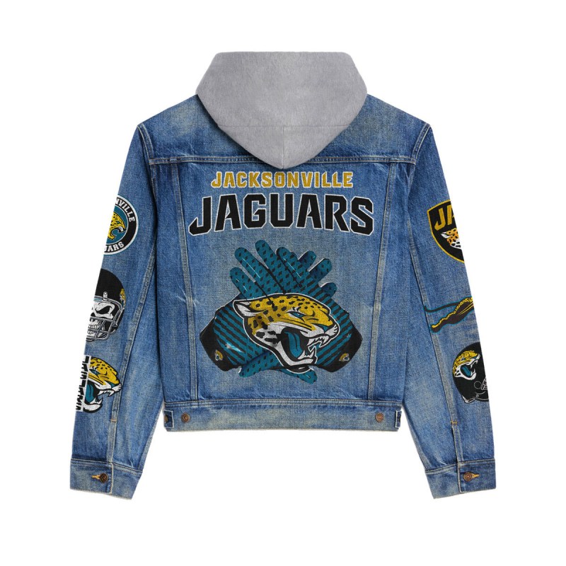 Jacksonville Jaguars Hooded Denim Jacket Back View