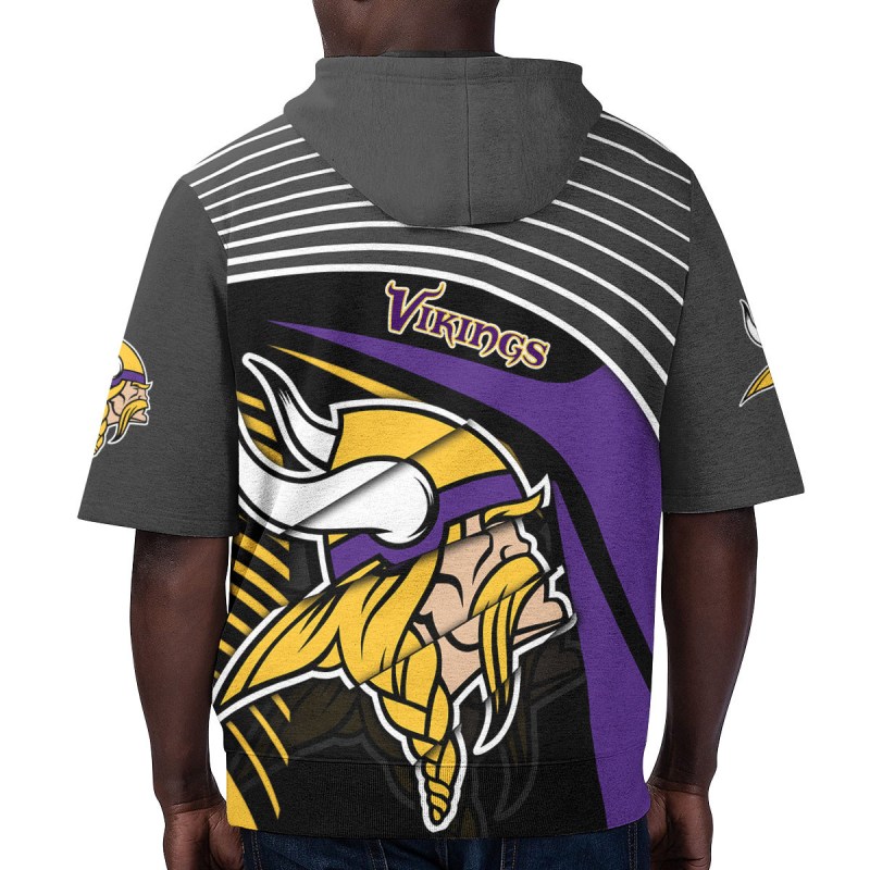 Minnesota Vikings Short Sleeve Hoodie Back