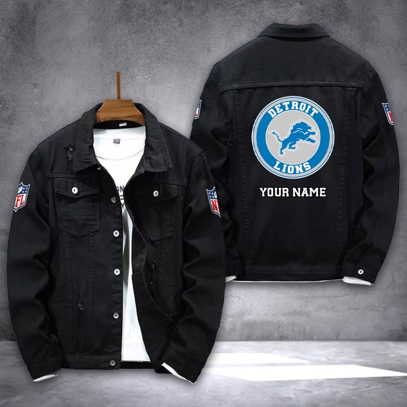 Detroit Lions Denim Jacket Back View