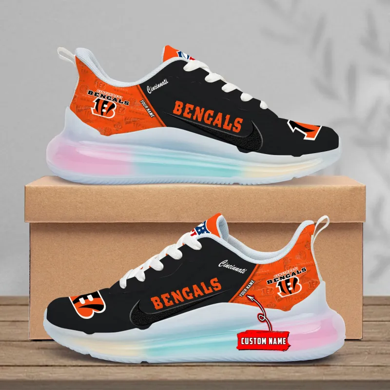 Cincinnati Bengals Rainbow Cushion Running Shoes Side View