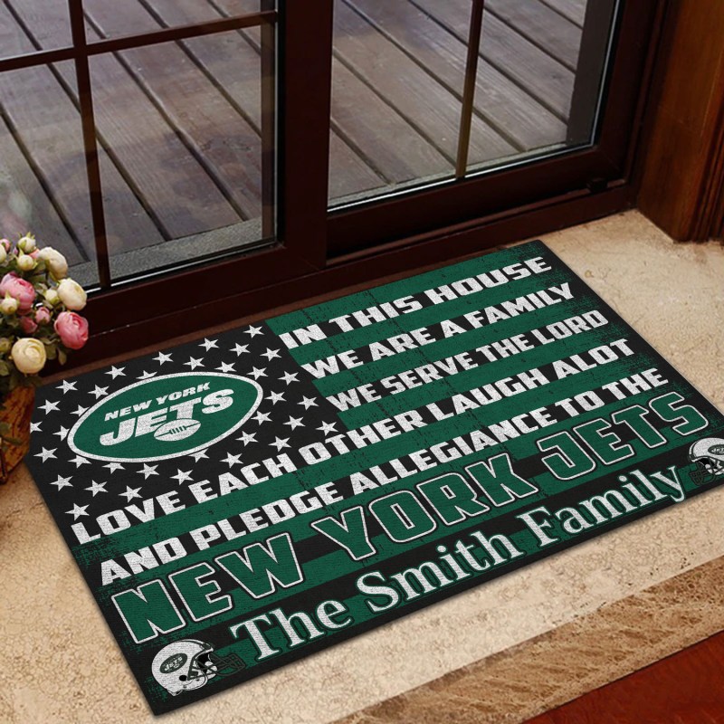 New York Jets Personalized Doormat Close Up