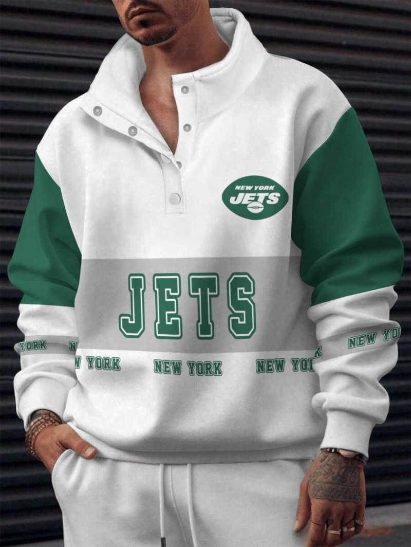 New York Jets Casual Colorful Stand Collar Sweatshirt