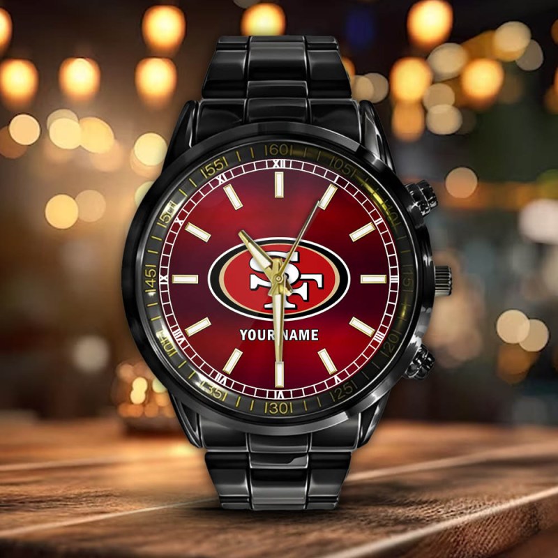 San Francisco 49ers NFL Personalized Black Hand Watch Gift For Fans