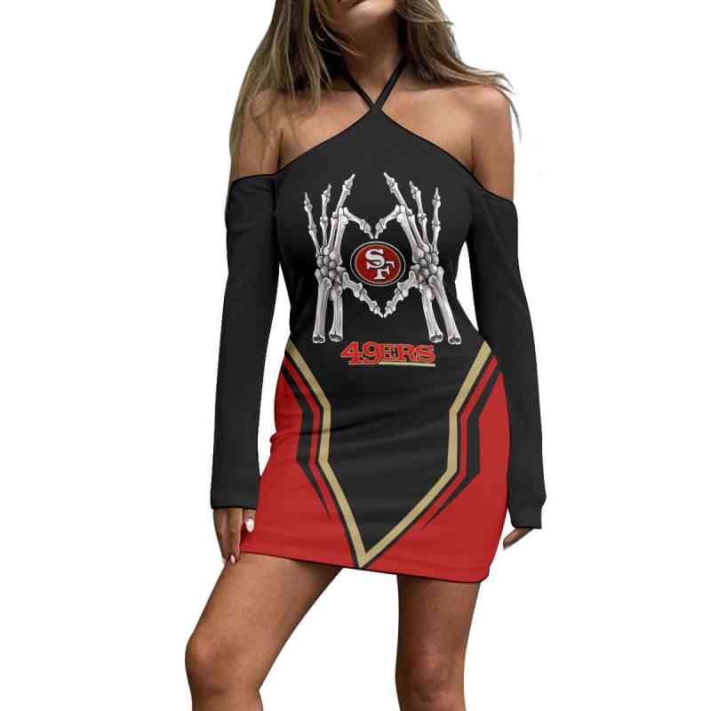 San Francisco 49ers Halter Lace-up Dress - Back View