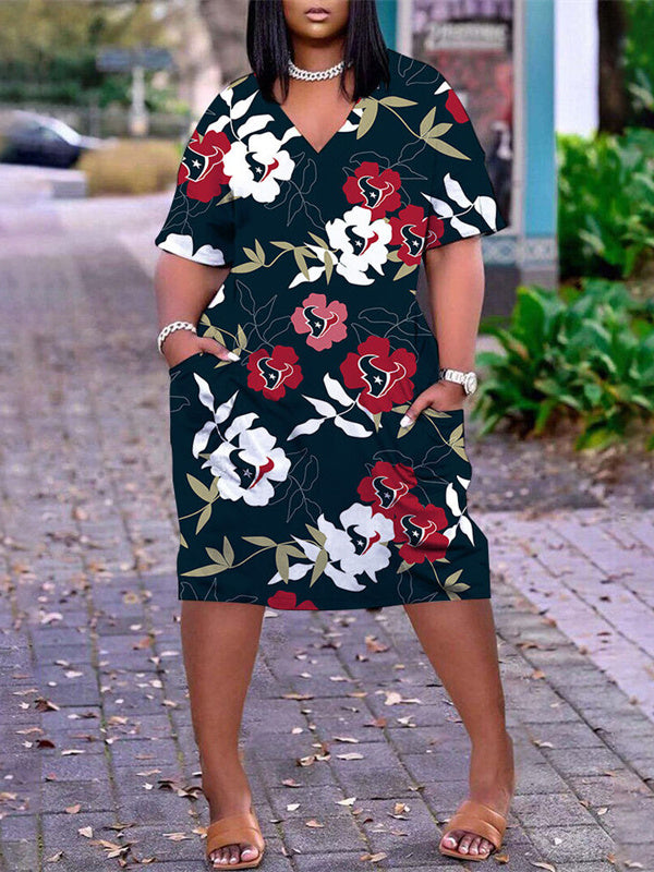 Houston Texans V-neck Casual Pocket Dress