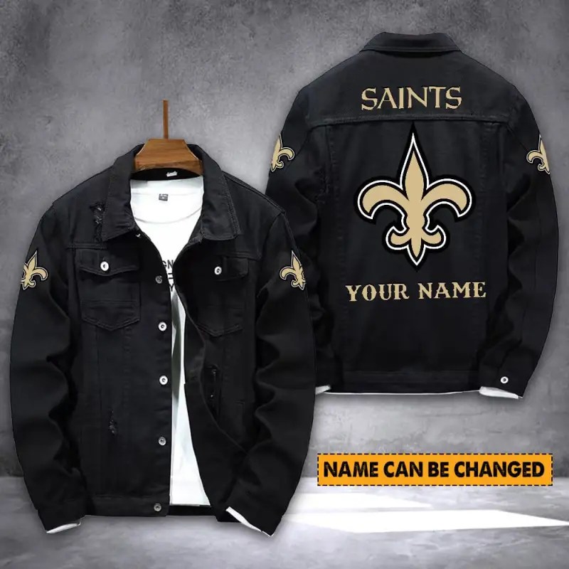 New Orleans Saints Denim Jacket Front View
