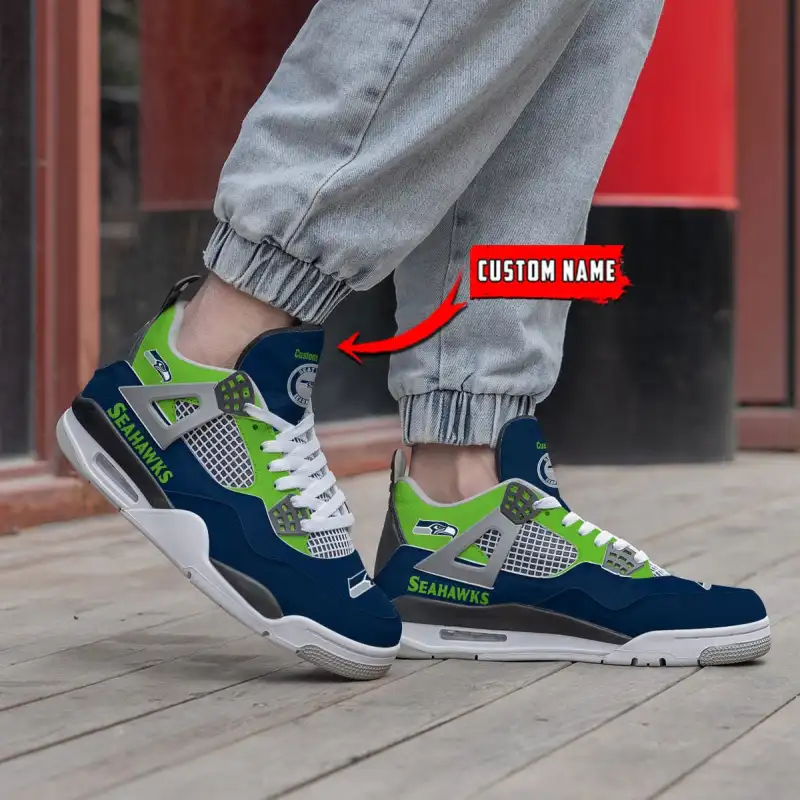 Seattle Seahawks Personalized AJ4 Sneaker