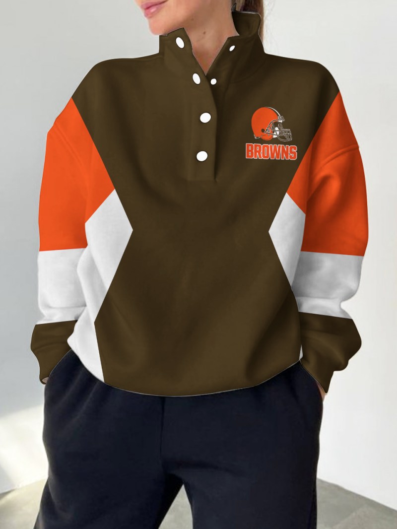 Cleveland Browns Casual Colorful Stand Collar Sweatshirt