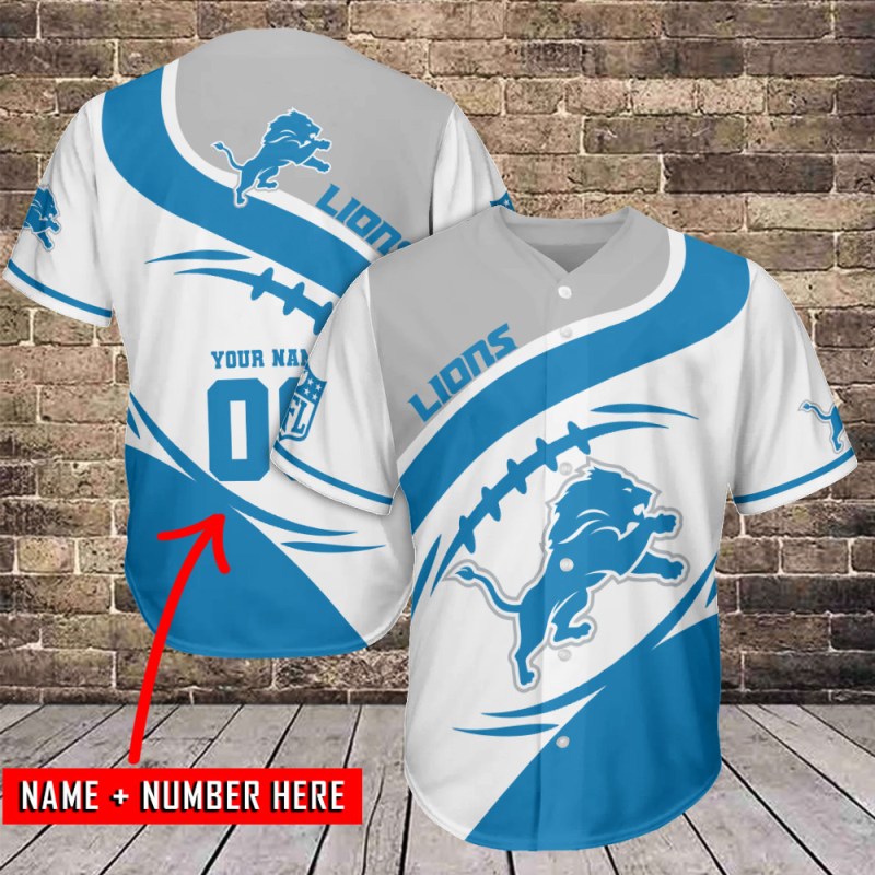 Detroit Lions Personalized Baseball Jersey