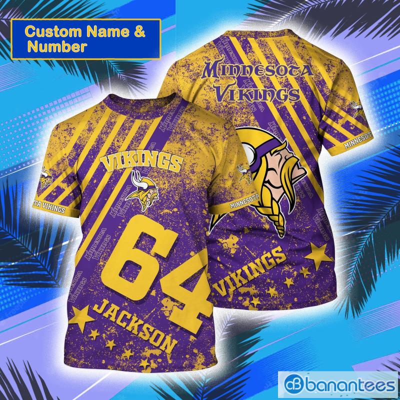 Minnesota Vikings NFL Custom Name And Number All Over Print 3D T-Shirt
