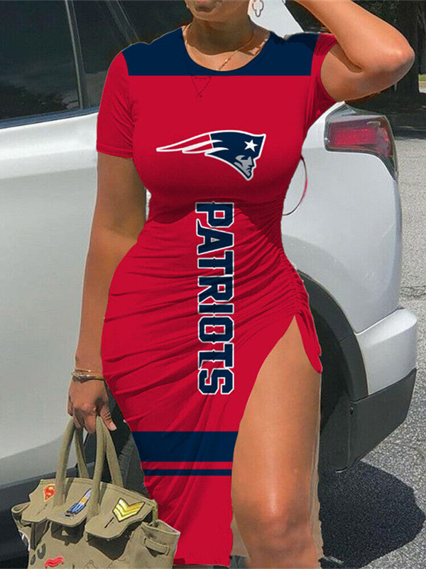 New England Patriots Slit Bodycon Dress