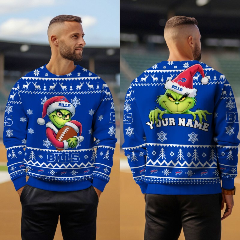 Buffalo Bills Ugly Christmas Sweater Outdoor View 4