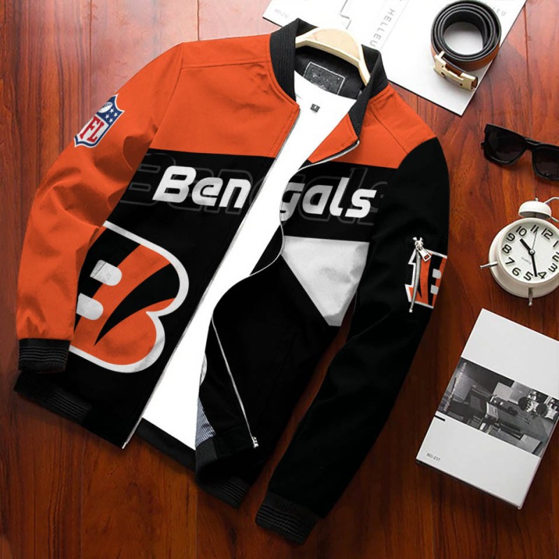 Cincinnati Bengals Personalized Bomber Jacket Back