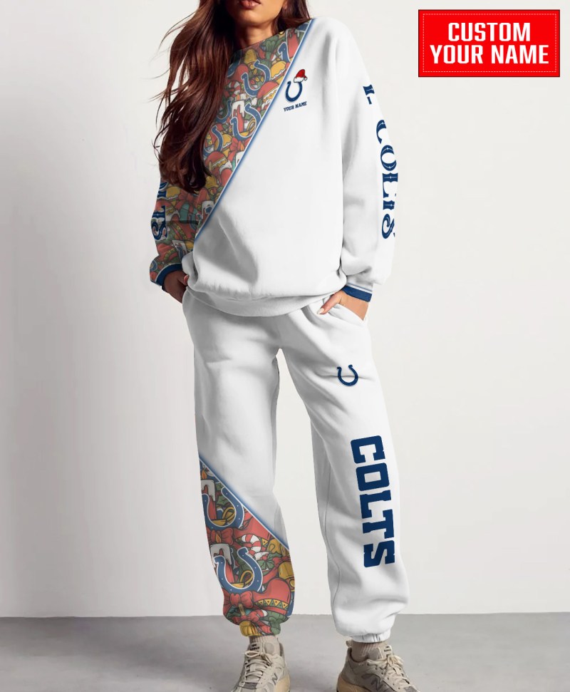 Indianapolis Colts Christmas Pattern Unisex Combo Sweatshirt and Sweatpants