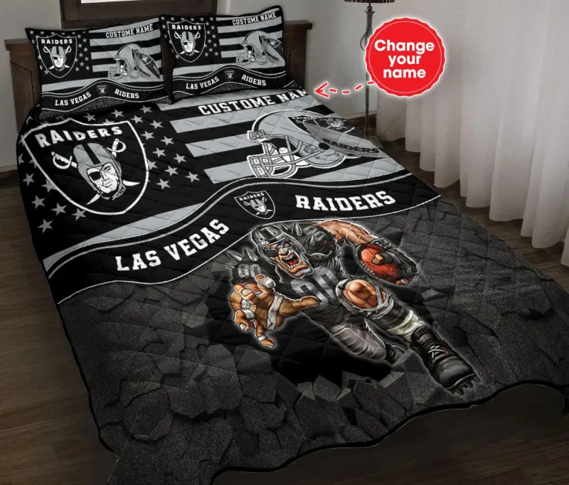 Las Vegas Raiders Personalized Quilt Set