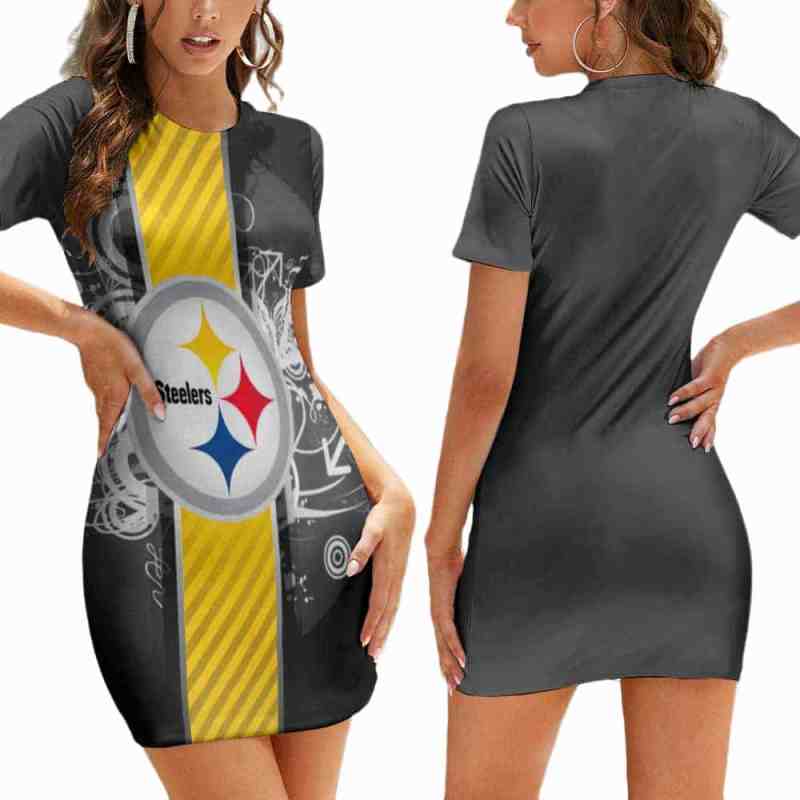 Pittsburgh Steelers Short Sleeve Bodycon Mini Dress