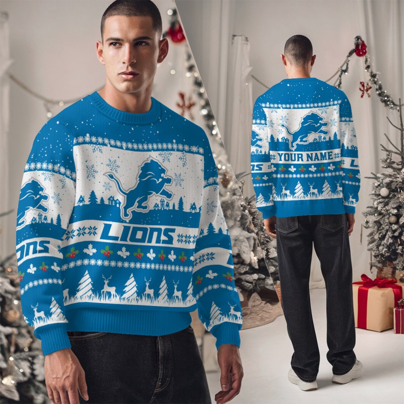Detroit Lions Christmas Sweater - Studio View