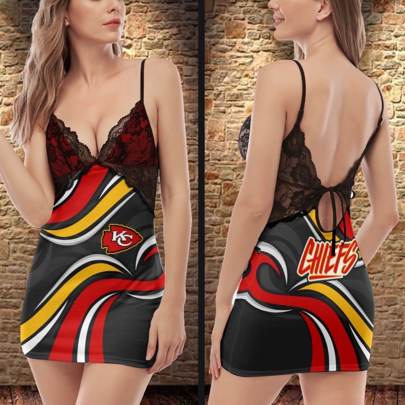 Kansas City Chiefs Lace Back Strap Slip Dress