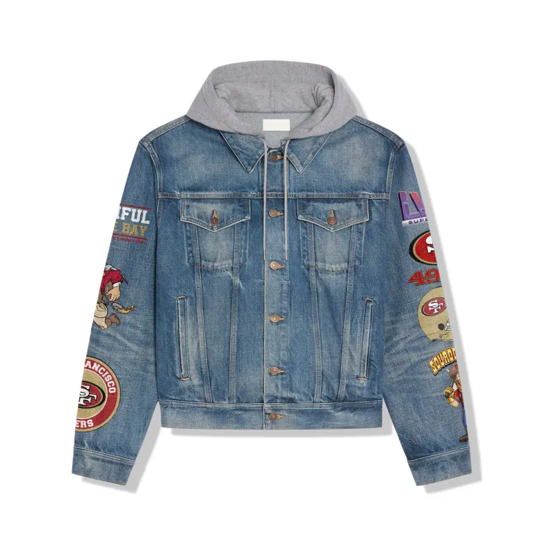 San Francisco 49ers Hooded Denim Jacket Back Design